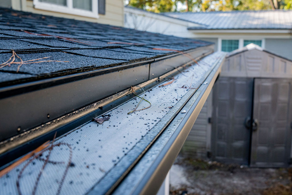 gutter guards protecting house from debris